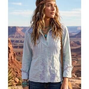 Reworked vintage embroidered boho blouse